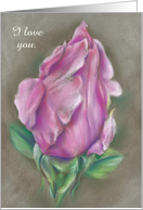 Custom I Love You Pink Rose Pastel Art card