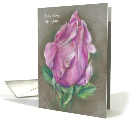 Custom Thinking of You Pink Rose Pastel Art card (1512620)