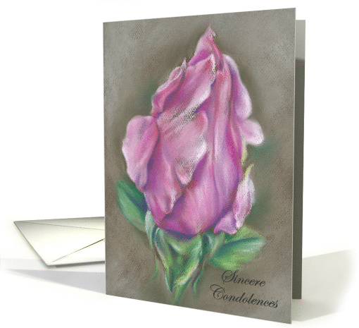 Condolences Sympathy Pink Rosebud Pastel Art card (1512642)
