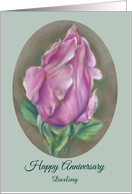 Personalized Spouse Anniversary Pink Rose Pastel Art card
