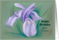Custom Friend Birthday Purple Iris Pastel Art card