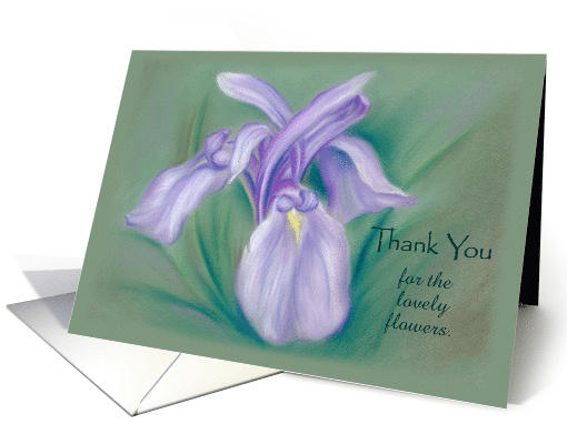 Custom Thank You for Gift of Flowers Purple Iris Pastel card (1513794)