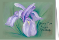 Custom Thank You for Friendship Purple Iris Pastel card