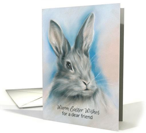 Custom Friend Easter Bunny Gray Rabbit Pastel Art card (1514788)