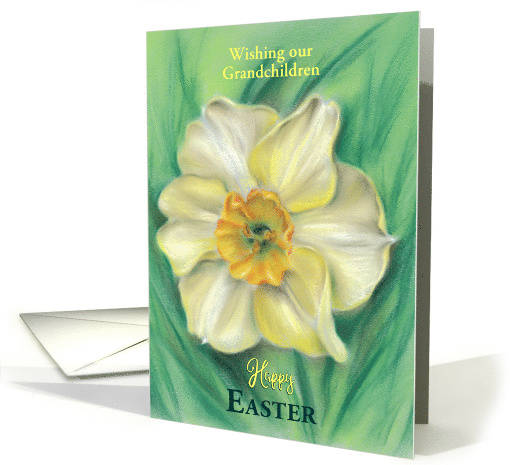 Custom Relative Grandchildren Easter Daffodil Floral Pastel card