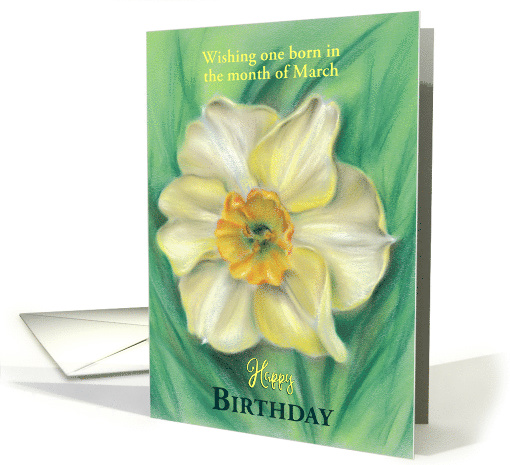 Custom March Birthday Daffodil Floral Pastel Art card (1515676)
