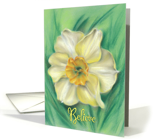 Christian Encouragement Renewal Daffodil Pastel Art card (1515888)