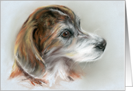Brindle Beagle Mix Dog Portrait Pastel Fine Art Blank card