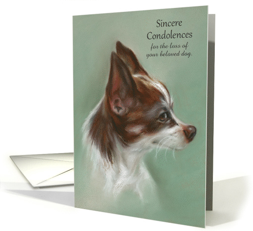 Custom Pet Sympathy Condolences Brown and White Chihuahua Dog card
