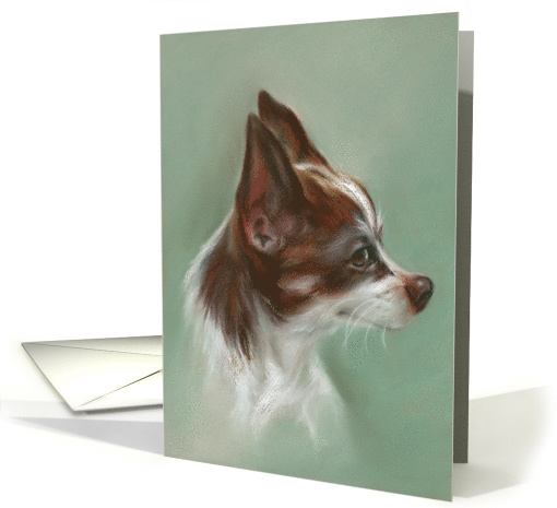 Brown and White Chihuahua Pastel Art Blank card (1517132)