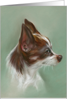 Brown and White Chihuahua Pastel Art Blank card