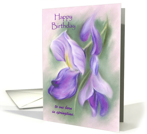 Custom Happy Spring Birthday Purple Wisteria Art card (1518968)