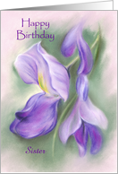 Custom Relative Sister Birthday Purple Wisteria Art card