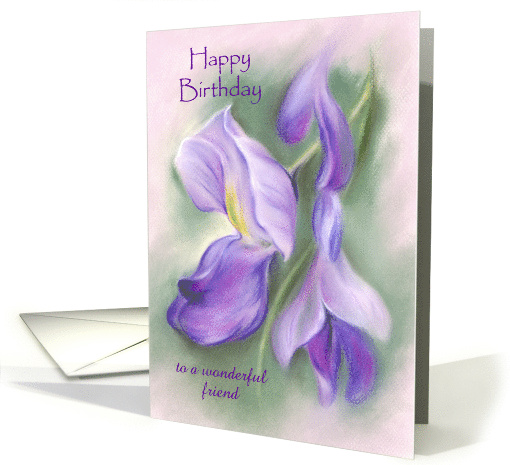 Custom Friend Birthday Purple Wisteria Pastel Art card (1519106)