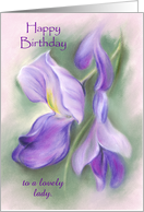 Custom Happy Birthday for Her Purple Wisteria Pastel card