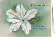 Custom Wedding Congratulations White Azalea Flower Art card