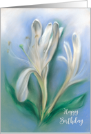 June Birthday Honeysuckle Flower Pastel Art card
