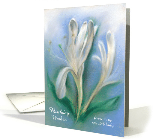 Custom Birthday for Her Honeysuckle Flower Pastel Art card (1521582)