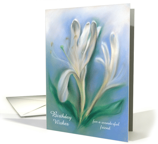 Personalized Friend Birthday Honeysuckle Flower Pastel Art card