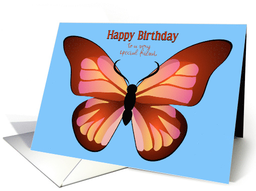 Custom Friend Birthday Pink and Orange Butterfly Graphic card