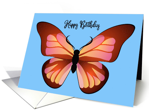Happy Birthday Pink and Orange Butterfly Graphic card (1523692)