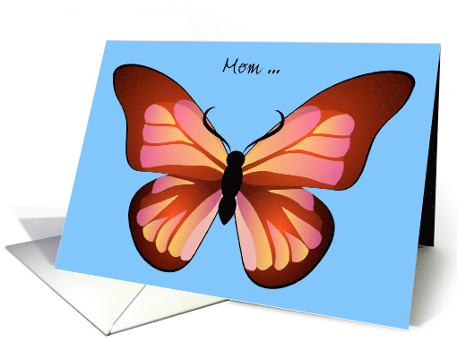 Personalized Mothers Day Pink and Orange Butterfly Graphic Art card