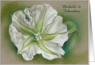 Personalized Names Marriage Announcement White Moonflower Pastel card