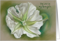 Custom Thinking of You White Moonflower Pastel Art card