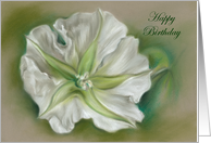 White Moonflower Pastel Art Happy Birthday card