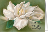 Personalized Name Be in My Wedding White Gardenia M card