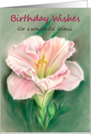 Custom Friend Birthday Pink Daylily Pastel Art card