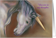 Custom Thinking of You Unicorn Pastel Art card