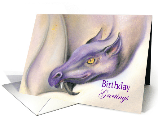 Birthday Greetings Purple Dragon Pastel Art card (1530150)