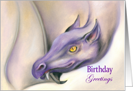 Birthday Greetings Purple Dragon Pastel Art card