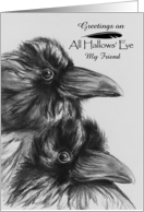 Custom Friend Two Ravens Halloween Greetings card