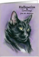 Personalized From Our House to Yours Halloween Black Cat Art card