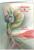 Personalized from Name Autumn Blessings Dogwood Leaves and Bud card