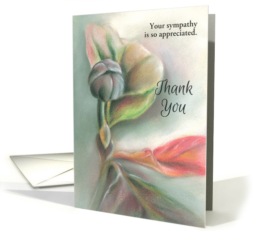 Custom Thank You for Sympathy Dogwood Leaves and Bud Pastel Art card