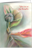 Custom Thinking of You Dogwood Leaves and Bud Pastel Art card