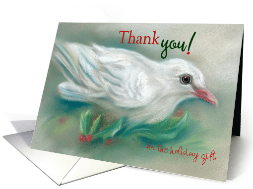 Custom Thank You White Christmas Dove in Holly card (1536326)