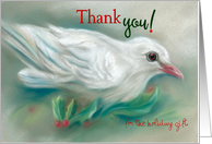 Custom Thank You White Christmas Dove in Holly card