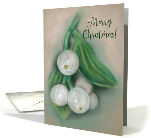 Merry Christmas Mistletoe Berries Pastel Artwork card (1537838)