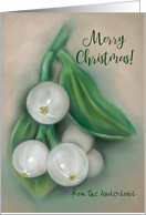 Personalized From Name Christmas Mistletoe Pastel Art card
