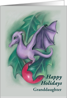 Custom Relative Granddaughter Happy Holidays Cute Purple Dragon card