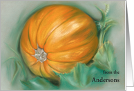 Personalized From our Family Thanksgiving Pumpkin on the Vine Pastel card