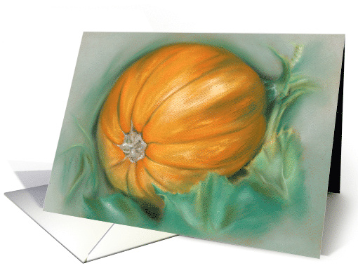 Autumn Pumpkin on the Vine Pastel Art Blank Inside card (1540046)