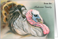 Personalized From our Family Thanksgiving Tom Turkey Pastel Artwork card