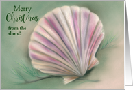 Custom Christmas Scallop Seashell and Pine Pastel from the Shore card