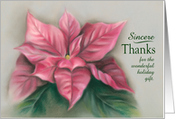 Custom Thanks for Christmas Gift Pink Poinsettia Pastel card