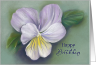 Happy Birthday Viola Flower Pastel Art card